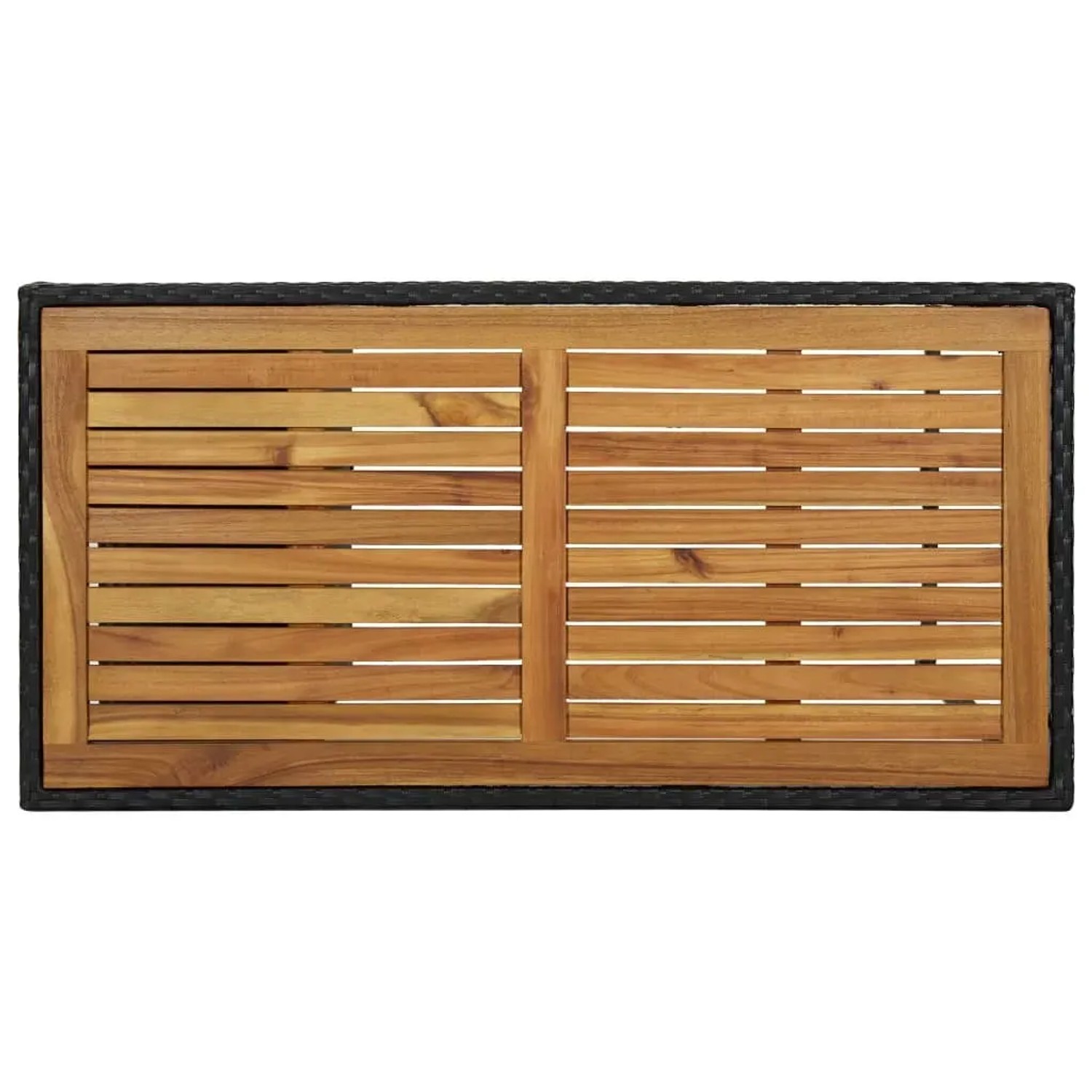 Schwarzer vidaXL Bartisch mit Regal, Akazienholzplatte, Poly Rattan, 120x60x110 cm, Tisch.