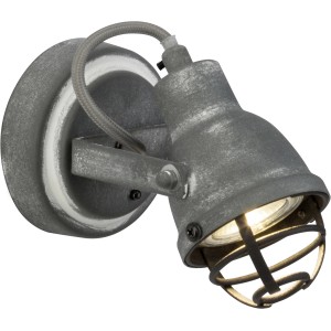 Graue LED-Wandleuchte Bente im Beton-Look, ideal als Wandlampe im Industrial-Stil.