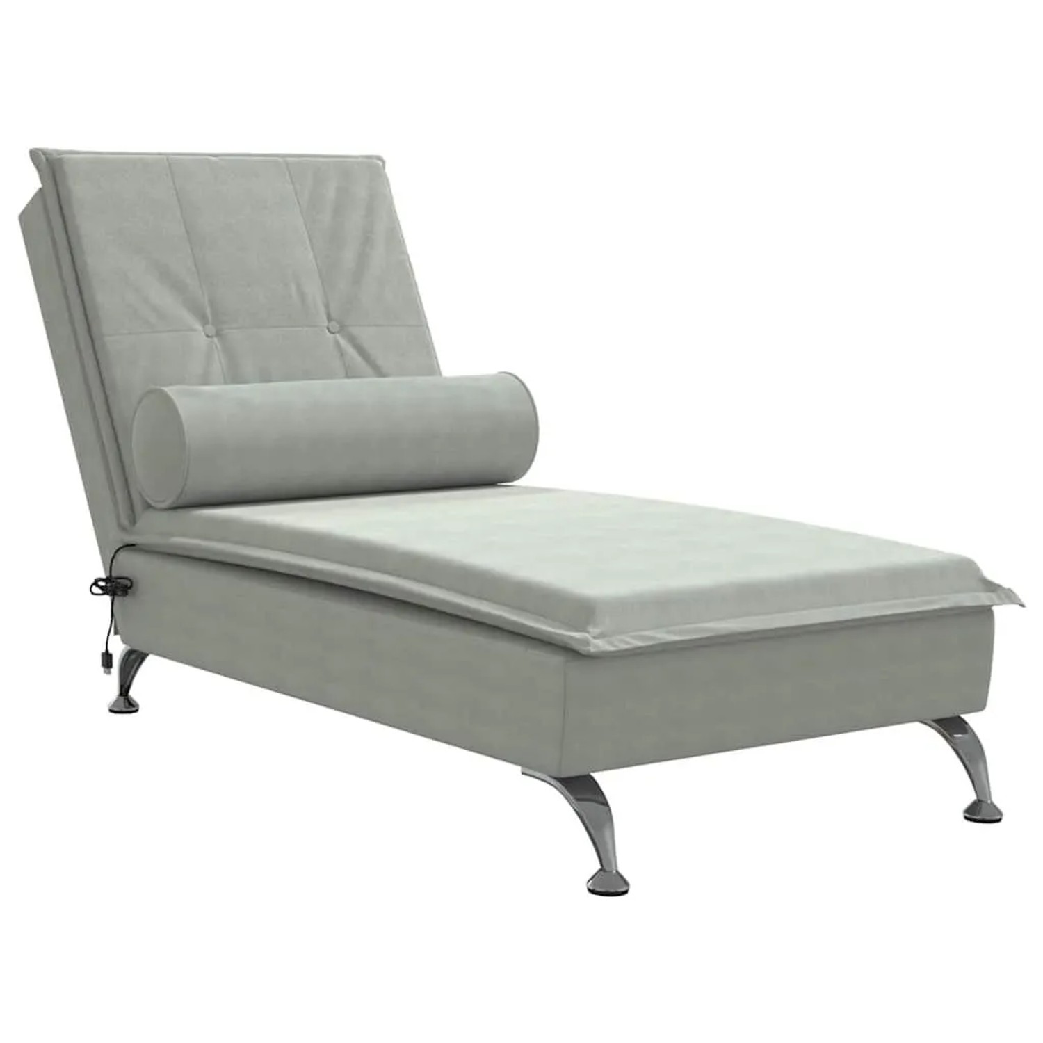 vidaXL Massage-Chaiselongue mit Nackenrolle Hellgrau Samt 379450
