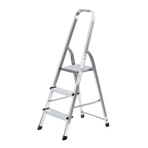 MUNK Standard Haushaltsleiter mit 3 Stufen aus Aluminium, einseitig begehbar.