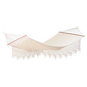 Natura Amazonas Hängematte Palacio mit Stab, 230x160 cm, mit dekorativem Macramée.