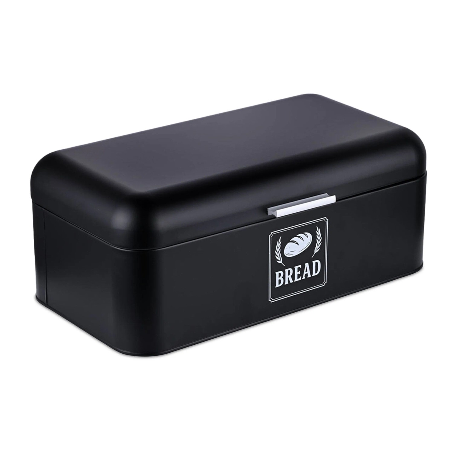 Relaxdays Brotkasten Eisen Schwarz mit Deckel und Griff 17 cm x 42 cm x 24 cm 1,5 kg