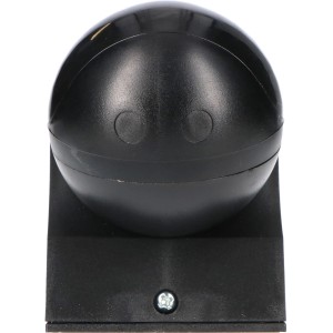 Schwarzer LED Bewegungsmelder mit Wandsensor, 180° Erfassungswinkel und Fernbedienung.