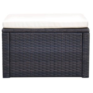 Brauner vidaXL Hocker aus Rattan mit cremefarbenem Kissen, 53x53x30 cm.