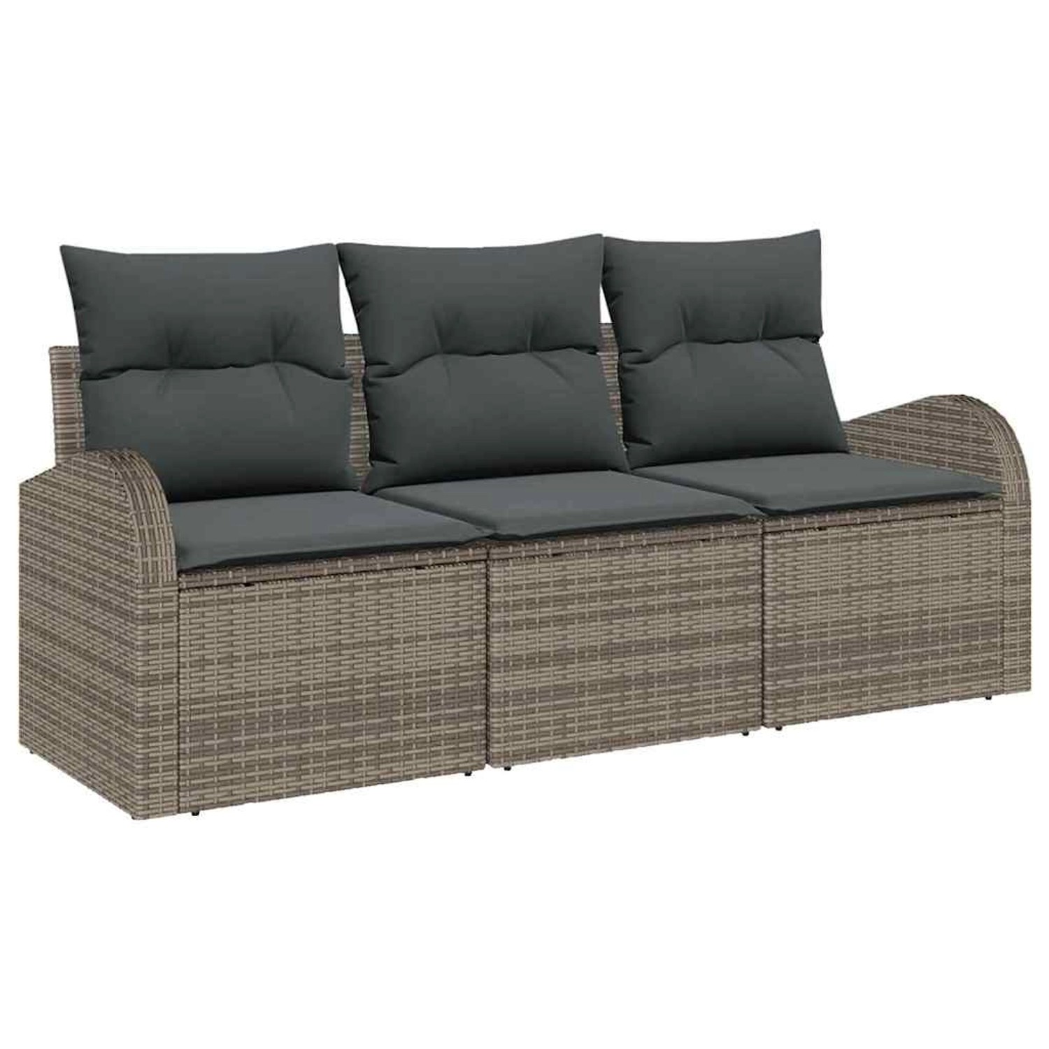 vidaXL Garten-Sofa-Set mit Kissen 3-Tlg Grau Poly Rattan 3354568 günstig online kaufen