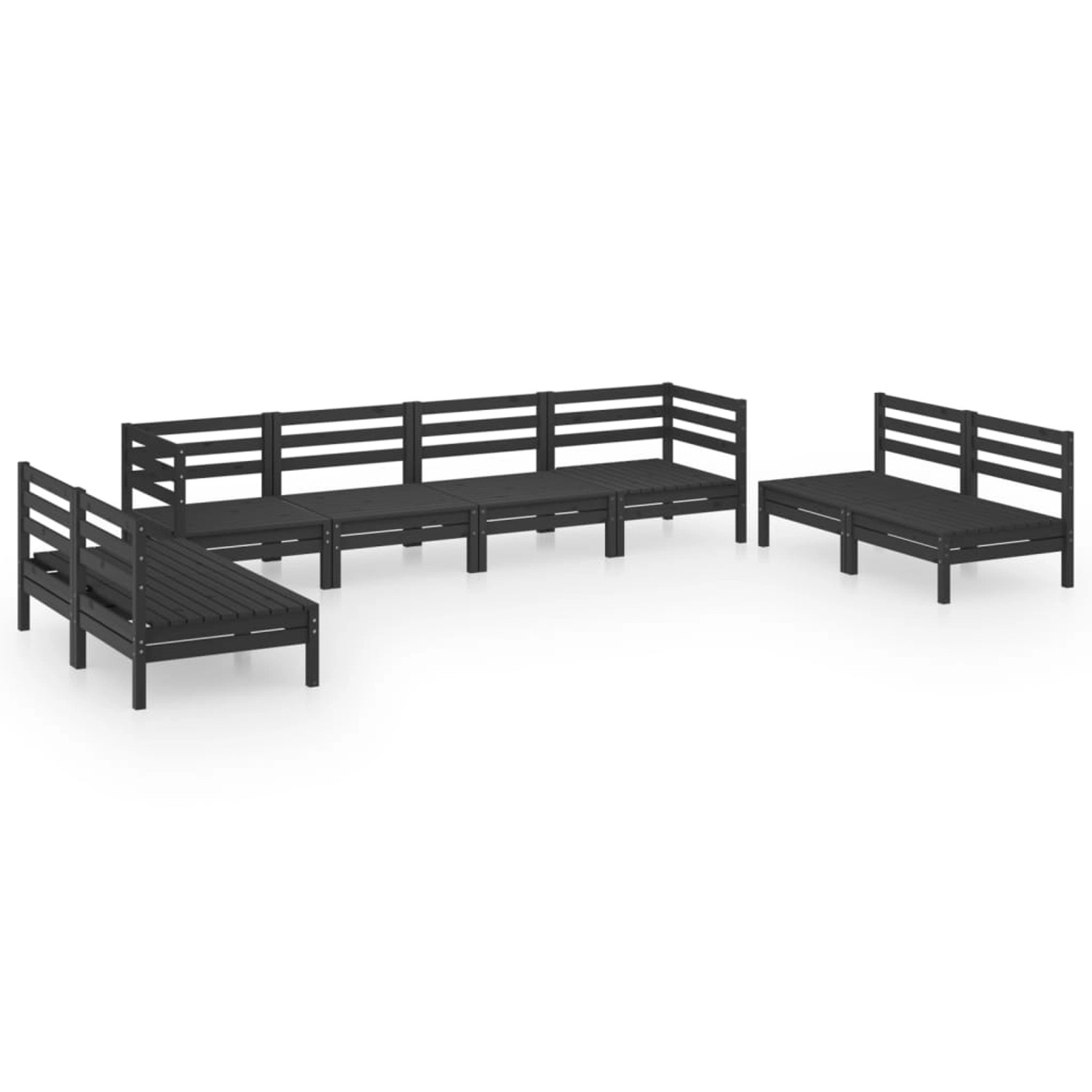 8-tlg. Garten-lounge-set Schwarz Massivholz Kiefer günstig online kaufen