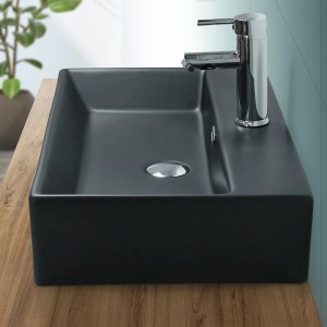 ML-Design Waschbecken, schwarz matt, 60x36,5 cm, zur Wandmontage oder als Aufsatzwaschbecken.