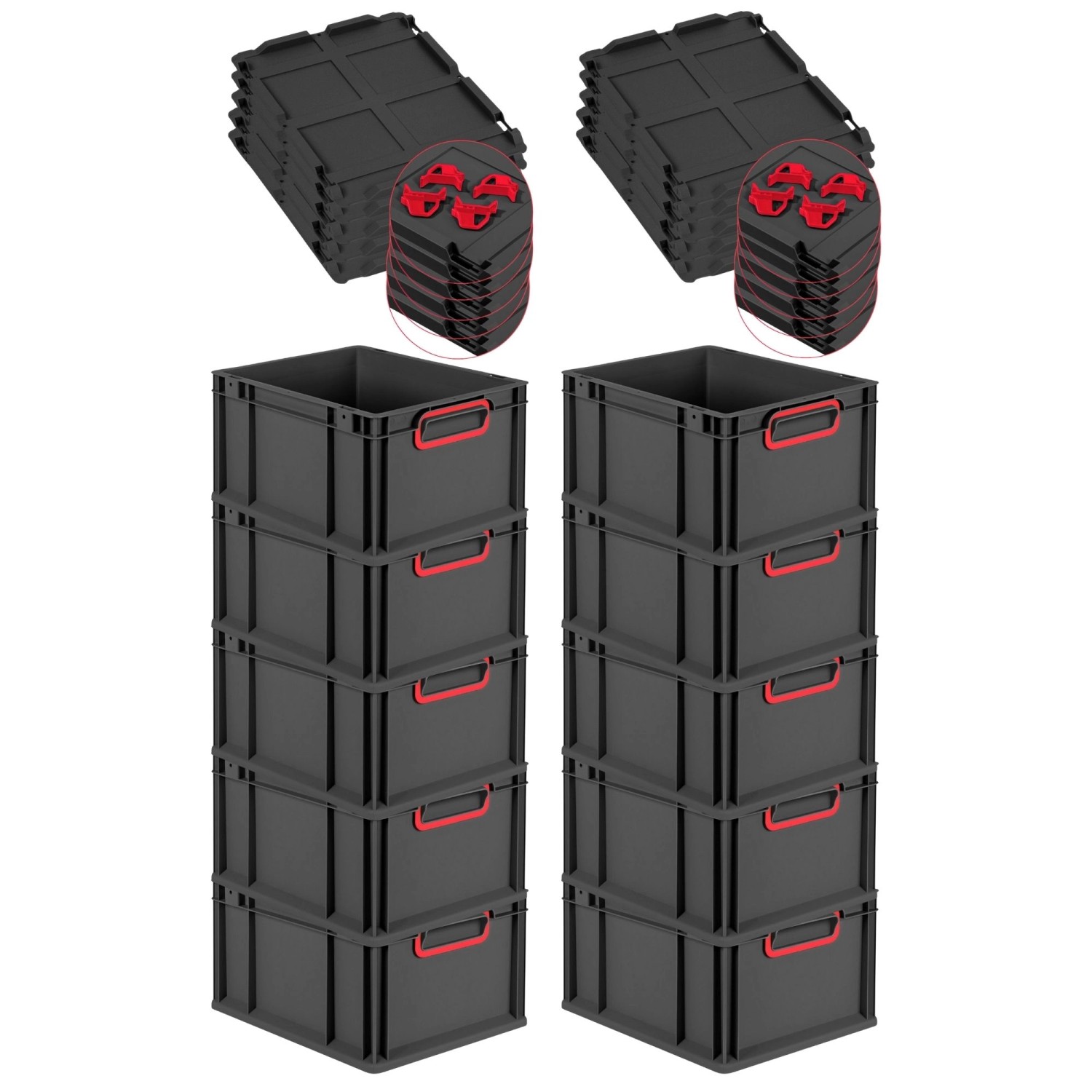 PROREGAL SparSet 10x Eurobox Nextgen Color Mit Auflagedeckel HxBxT 22x30x40 günstig online kaufen