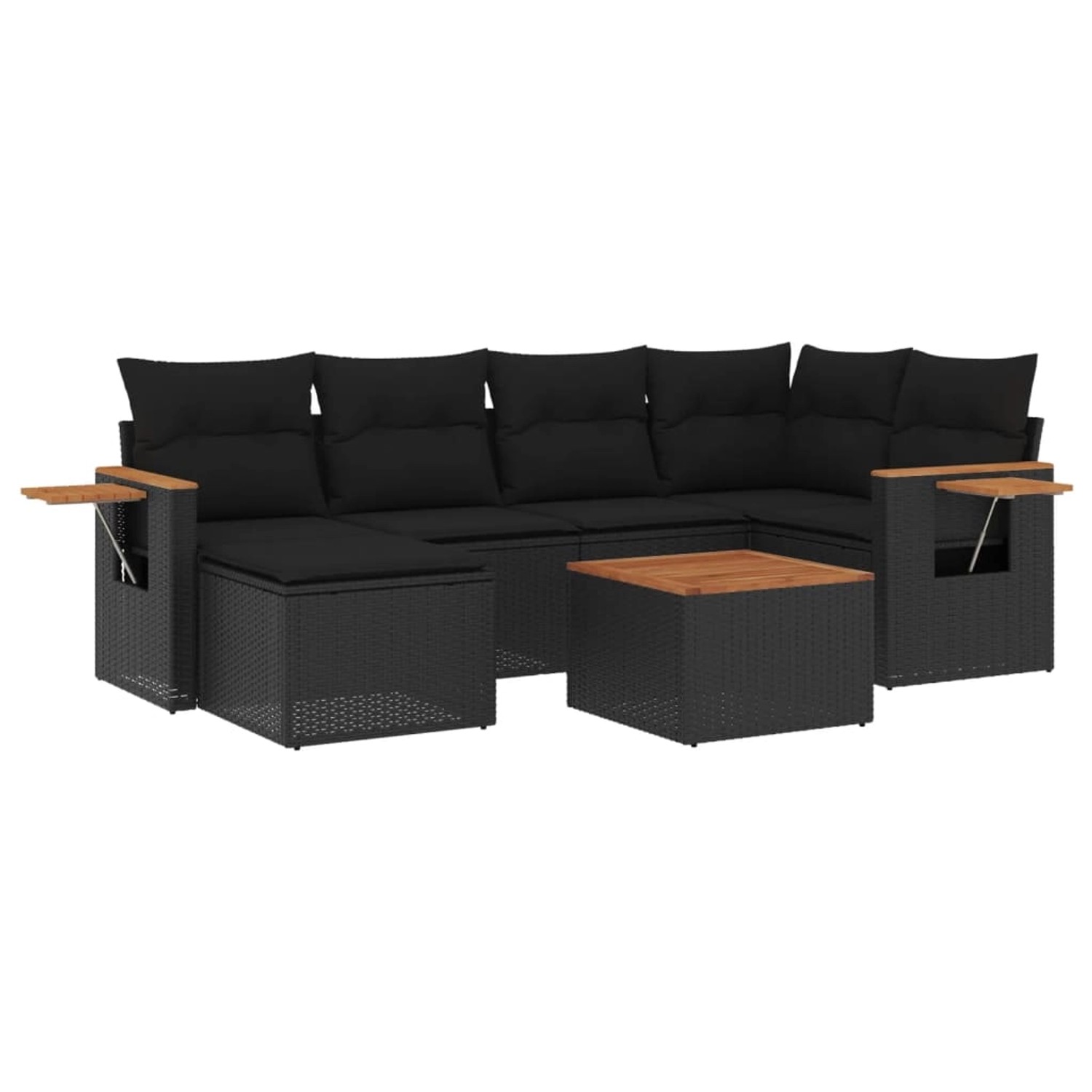 vidaXL 7-tlg Garten-Sofagarnitur mit Kissen Schwarz Poly Rattan Modell 220 günstig online kaufen