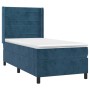 Dunkelblaues vidaXL Boxspringbett (80x200 cm) mit Samtbezug und Matratze.