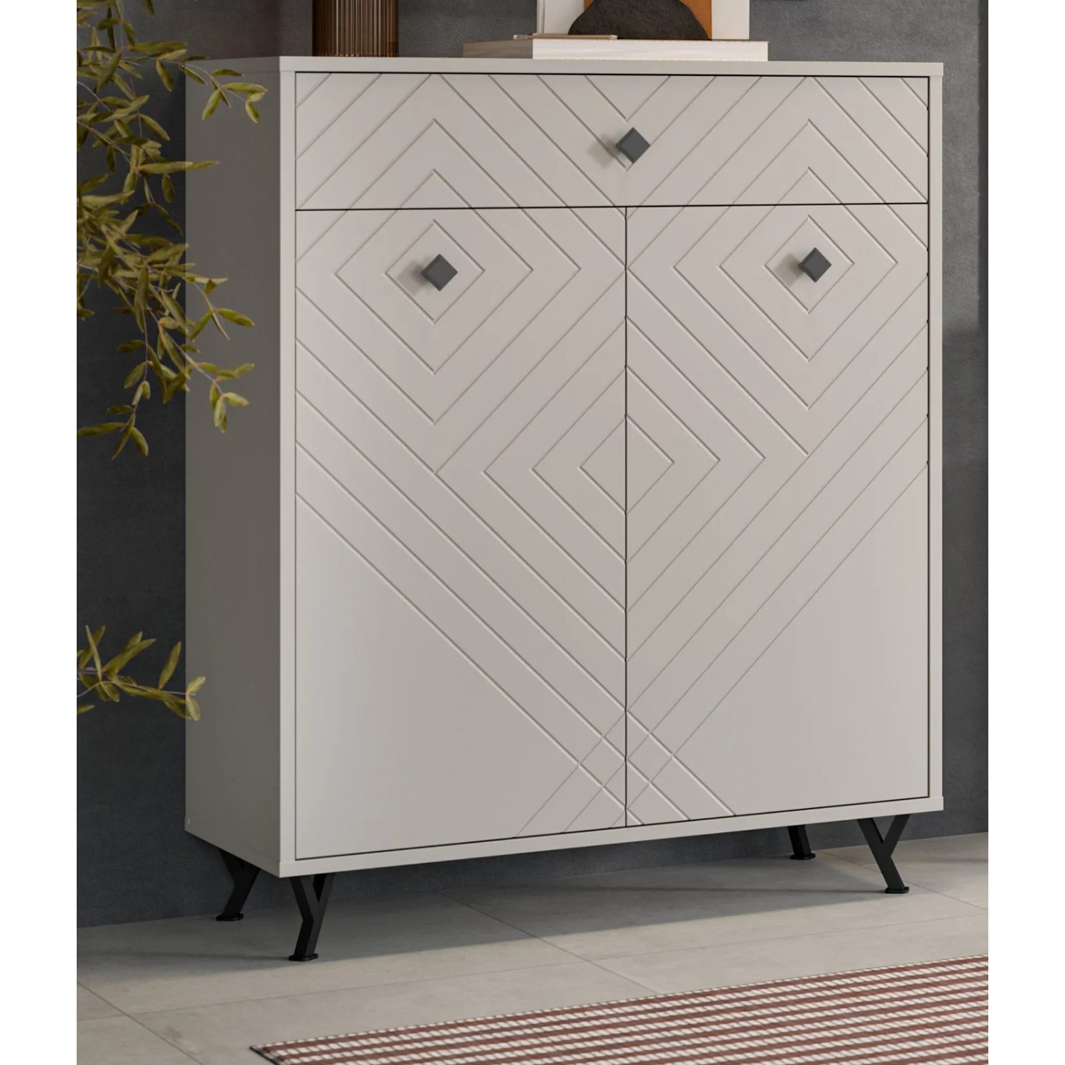 Inn.Furn Schuhschrank Sand 80 cm mit Fräsungen Apunti_2