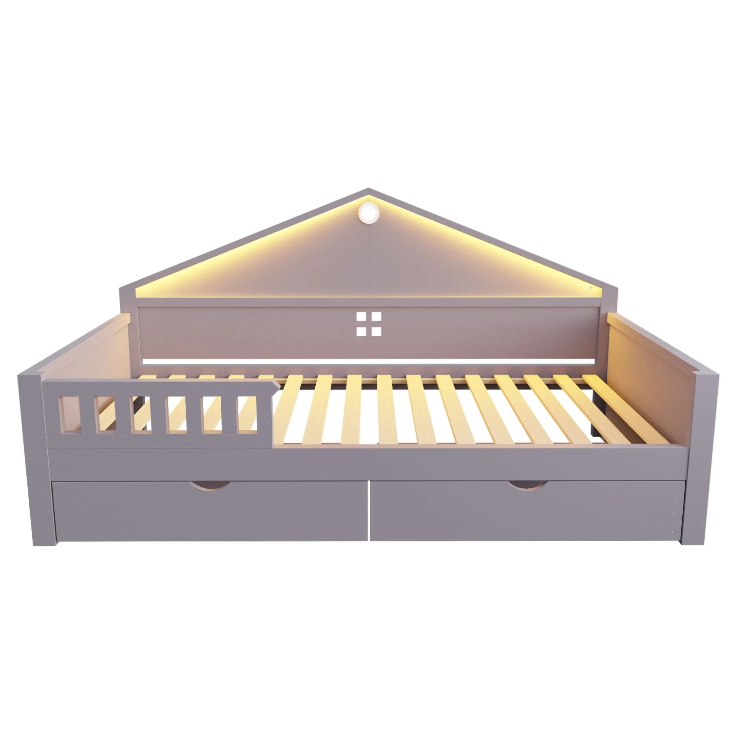 Merax Kinderbett 90x200cm LED Schubladen Lattenrost Grau