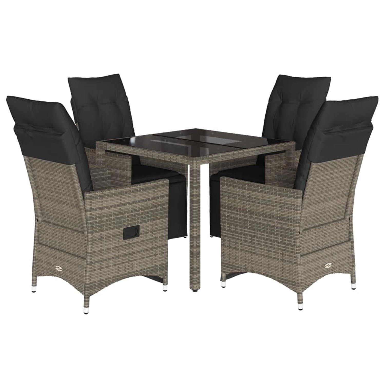 vidaXL 5-tlg Garten-Bistro-Set mit Kissen Grau Poly Rattan Modell 15