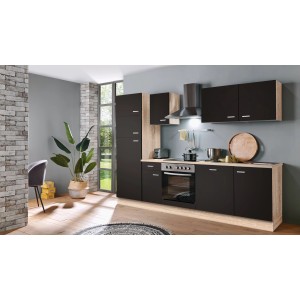 Menke Küchenzeile Classic 270 cm in Lava Matt und Sonoma Eiche Nachbildung.