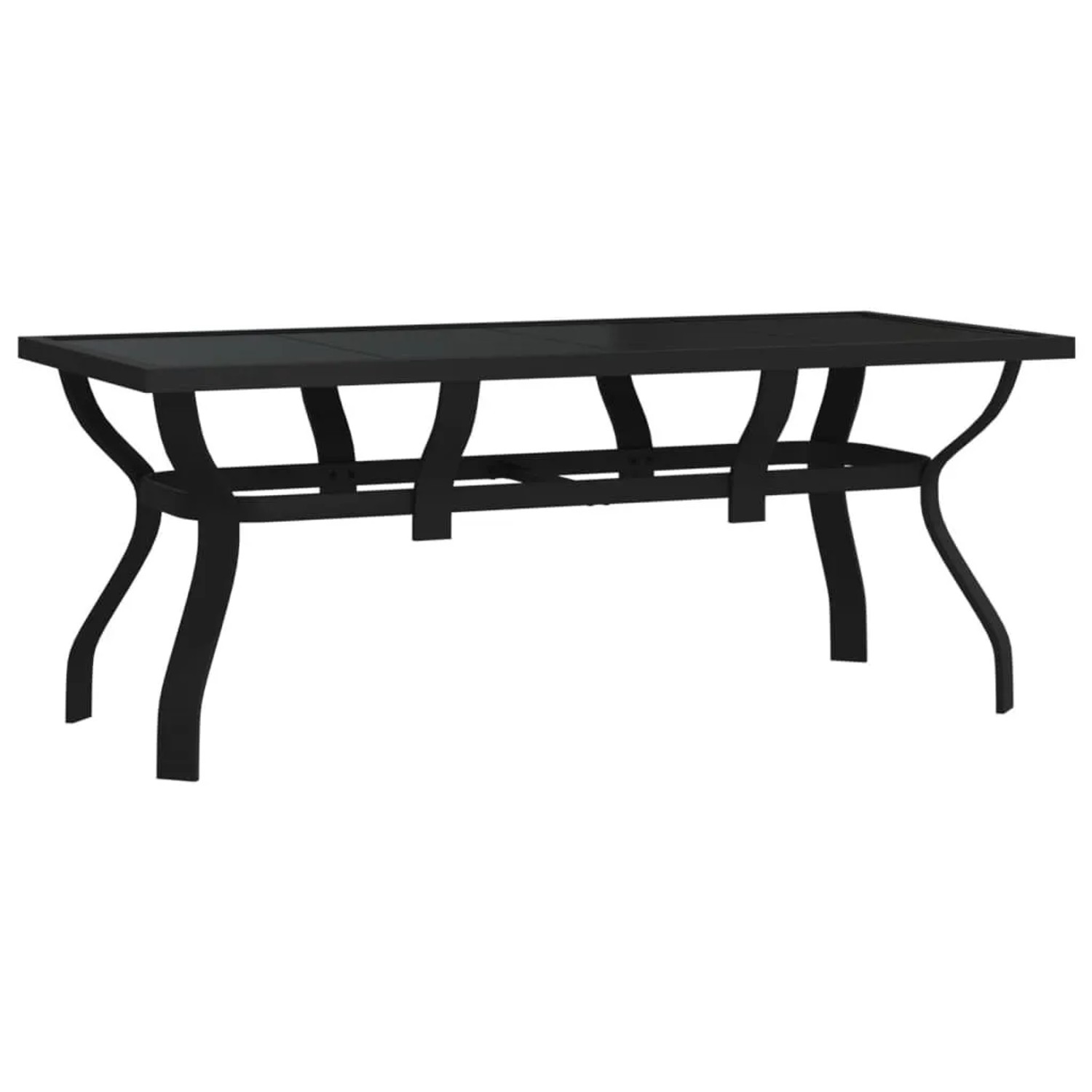Furnicato Gartentisch Hartglas Schwarz 180x80x70 Cm
