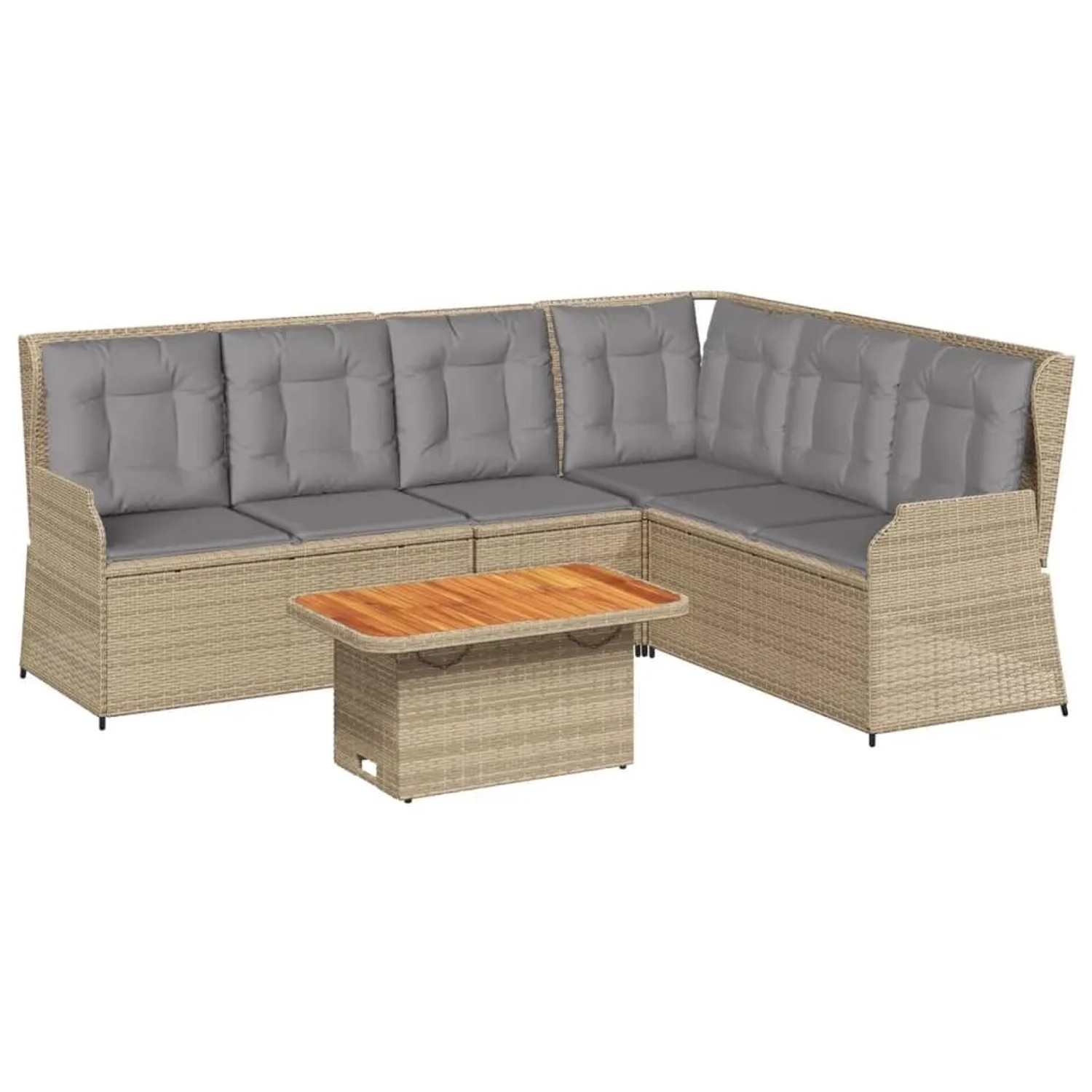 vidaXL 5-Tlg Garten-Lounge-Set mit Kissen Beige Poly Rattan 3262473