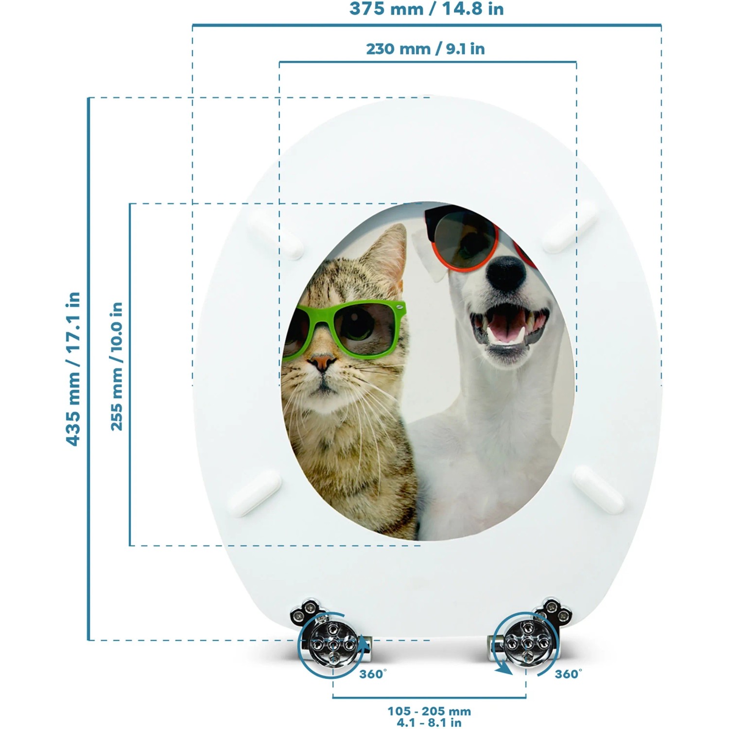 Mr. & Mrs. Panda WC-Sitz Mit Katzen-Motiv - Lustiger Toilettendeckel Für Katzenfans (430x370 Mm)