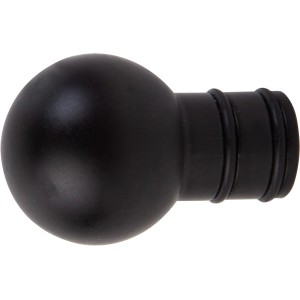 Schwarzes Gardinenstangen-Endstück in Kugelform, Ø 19 mm, für dekorative Abschlüsse.