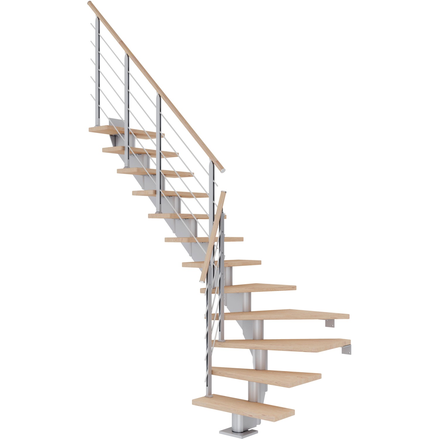 Dolle Mittelholmtreppe Hamburg Eiche Weiß Perlgrau GH bis 322 cm 1/4 Gew. 8 günstig online kaufen