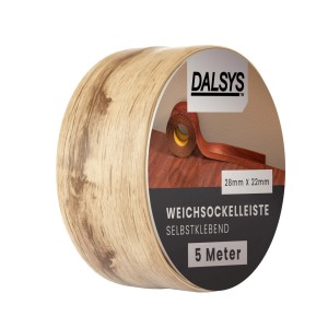 Dalsys Weichsockelleiste, selbstklebend, 5m, gebleichte Eiche Optik, aufgerollt.