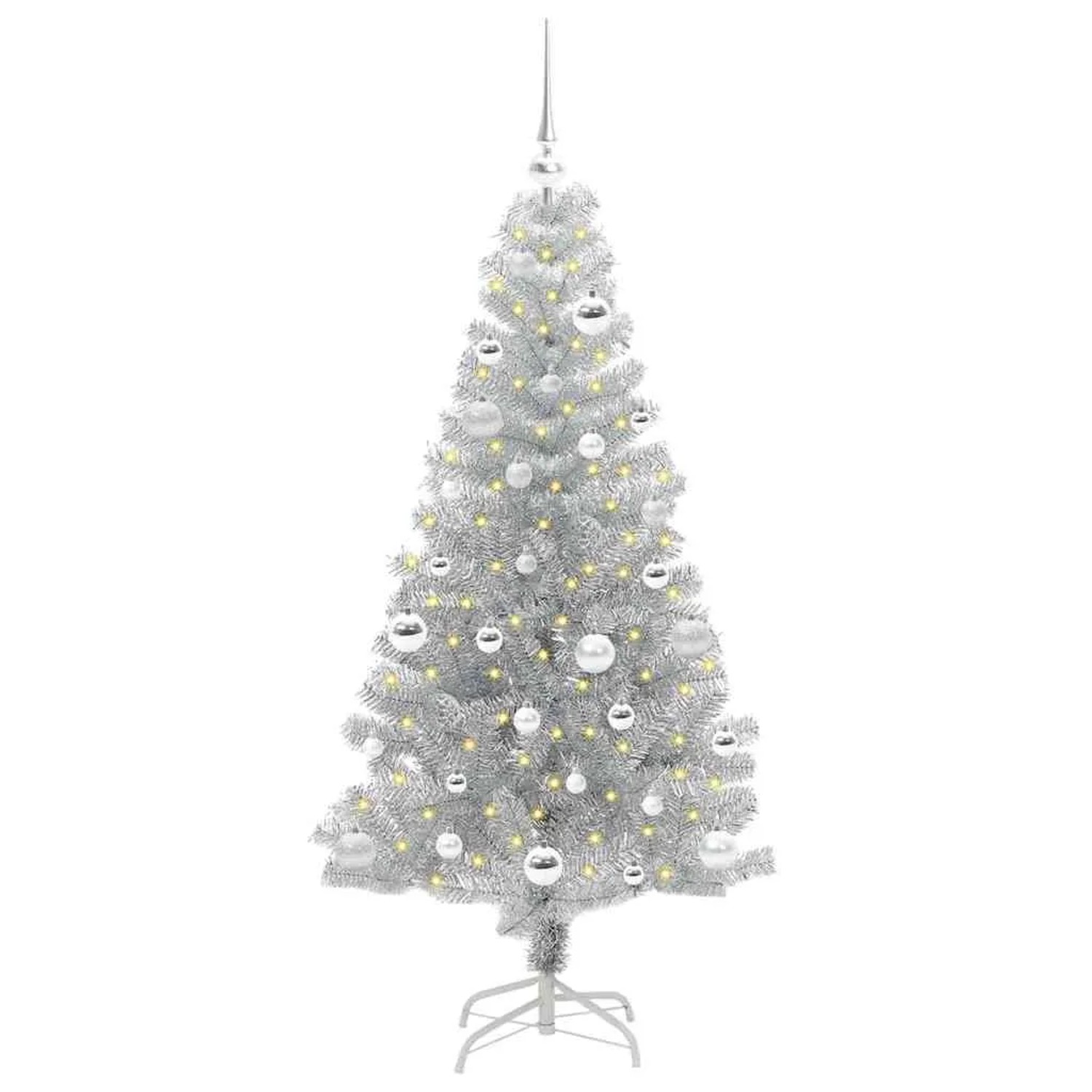 vidaXL Weihnachtsbaum mit 150 LEDs mit Ständer Silber 150 cm PET 3396666