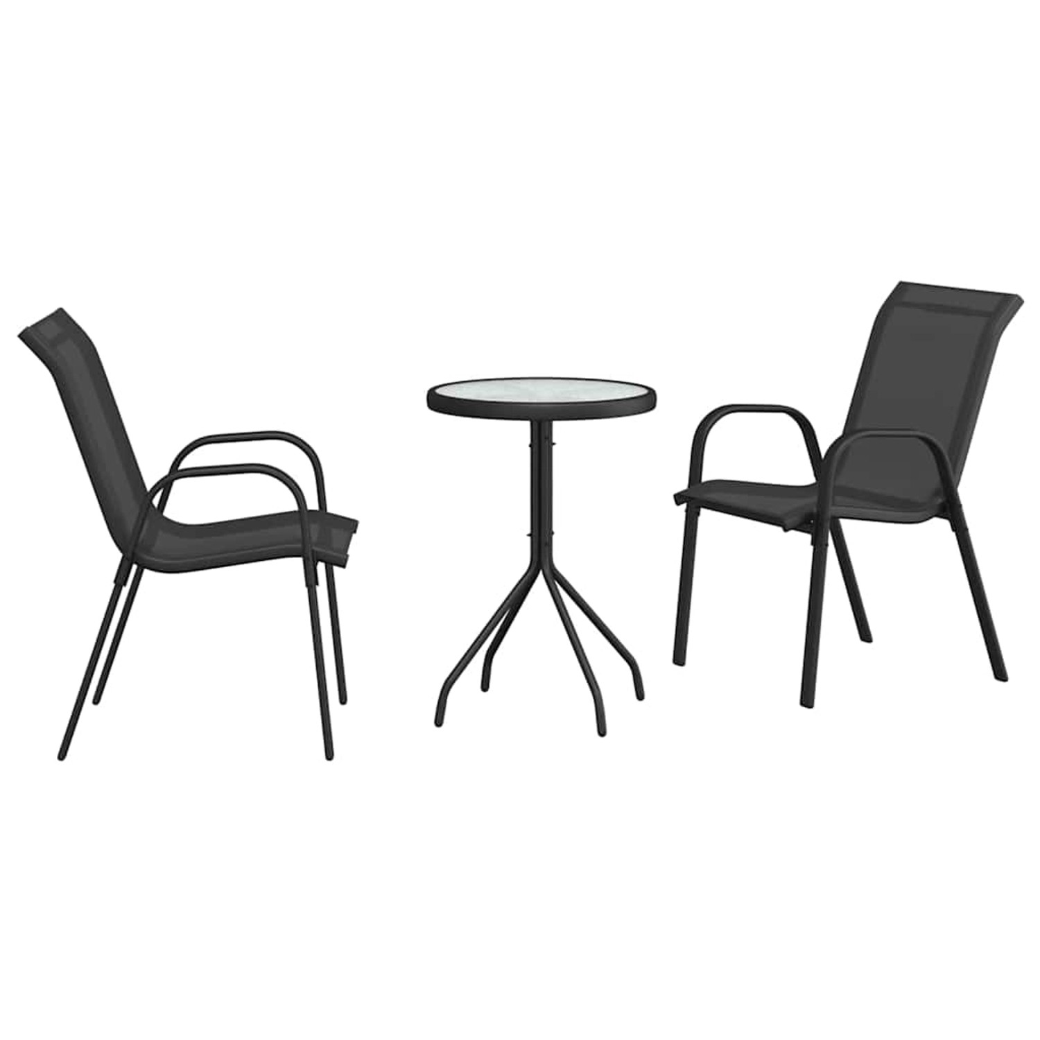 vidaXL Garten Bistro Set 3-Tlg Schwarz Stahl 42003978 günstig online kaufen
