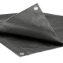 Graue WOLTU Abdeckplane 5x5 m aus wasserdichtem PE-Gewebe mit Ösen.