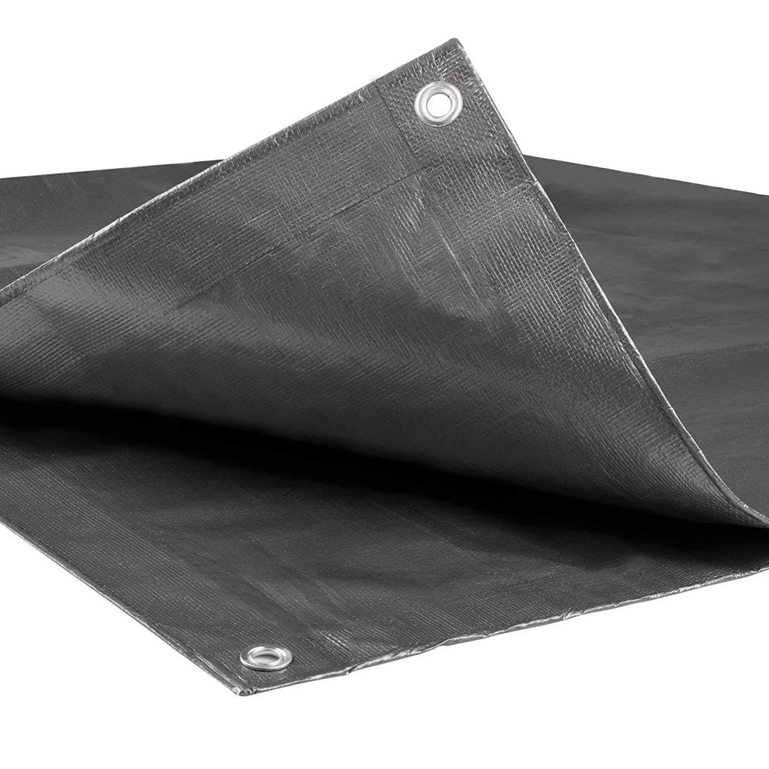 Graue WOLTU Abdeckplane 5x5 m aus wasserdichtem PE-Gewebe mit Ösen.