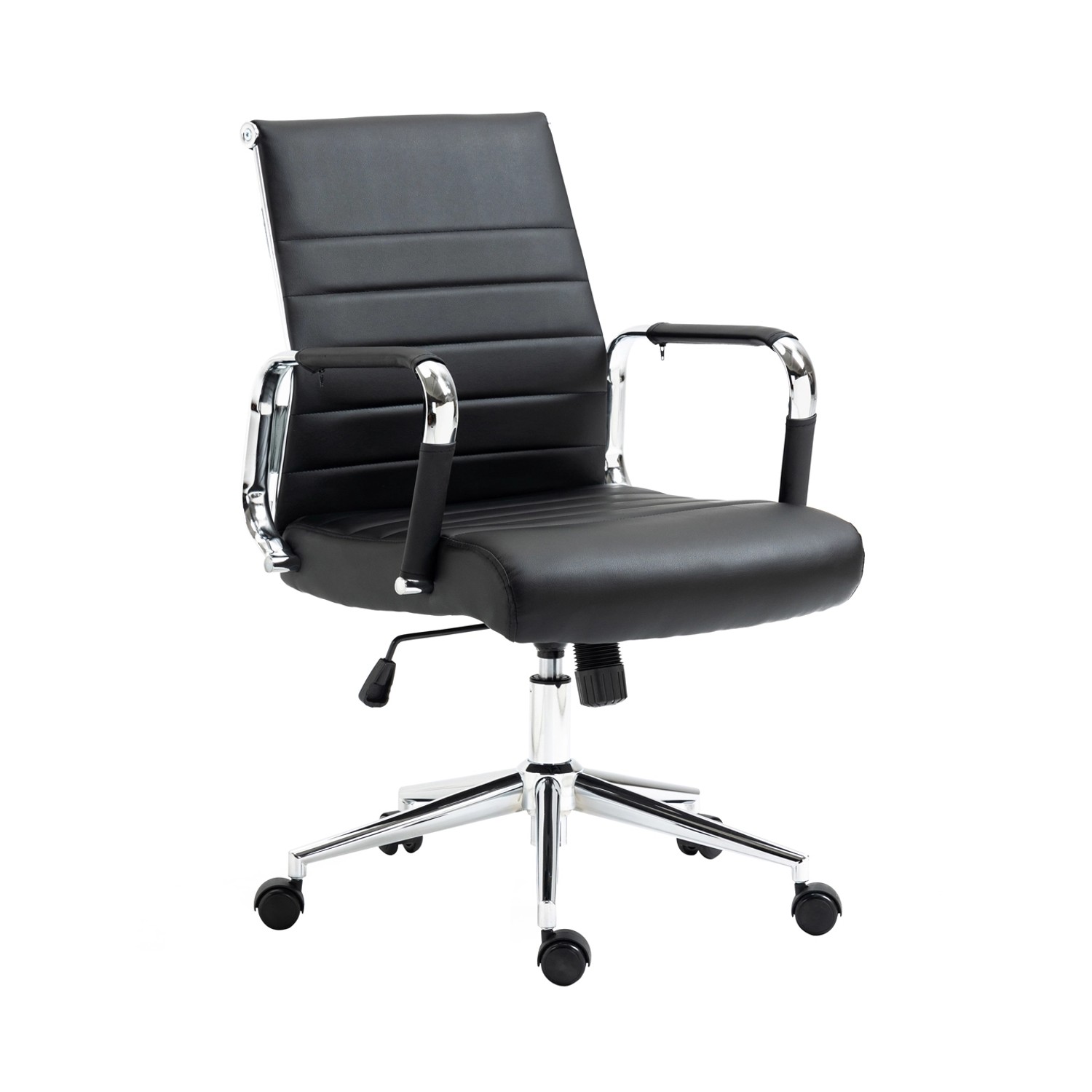 Svita Office Comfort Bürostuhl Schreibtischstuhl Drehstuhl Niedrige Rückenlehne Kunstleder Schwarz