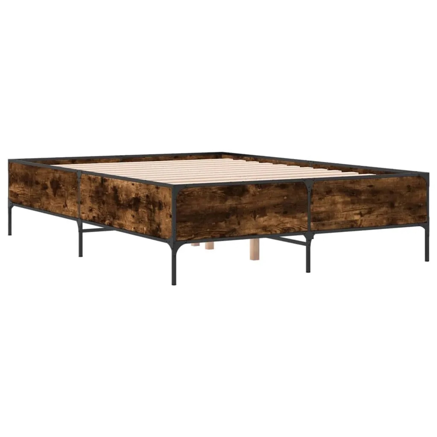 vidaXL Bettgestell Räuchereiche 160x200 cm Holzwerkstoff und Metall 3279789 günstig online kaufen