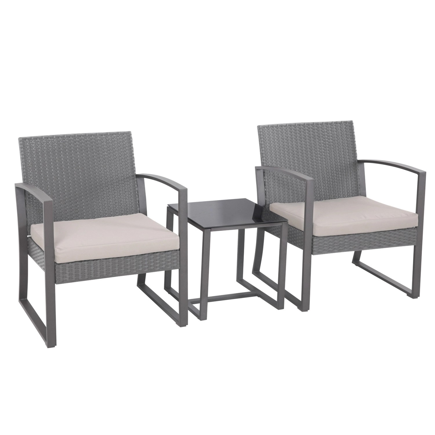 Svita Lois Poly Rattan Sitzgruppe Gartenmöbel Garnitur Tisch Sessel Set Gra günstig online kaufen