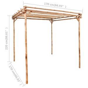 vidaXL Bambus Pergola, 170x170x220 cm, Rankhilfe für Garten und Terrasse.