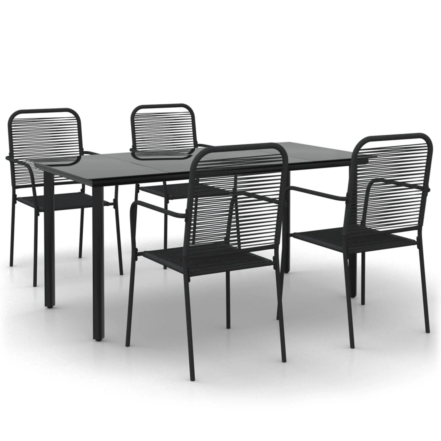 vidaXL 5-Tlg Garten-Essgruppe Schwarz Baumwollseil und Stahl 3156536