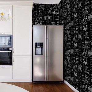 Superfresco Easy Vliestapete Coffee Shop mit Kaffeehaus-Motiven in Küche.