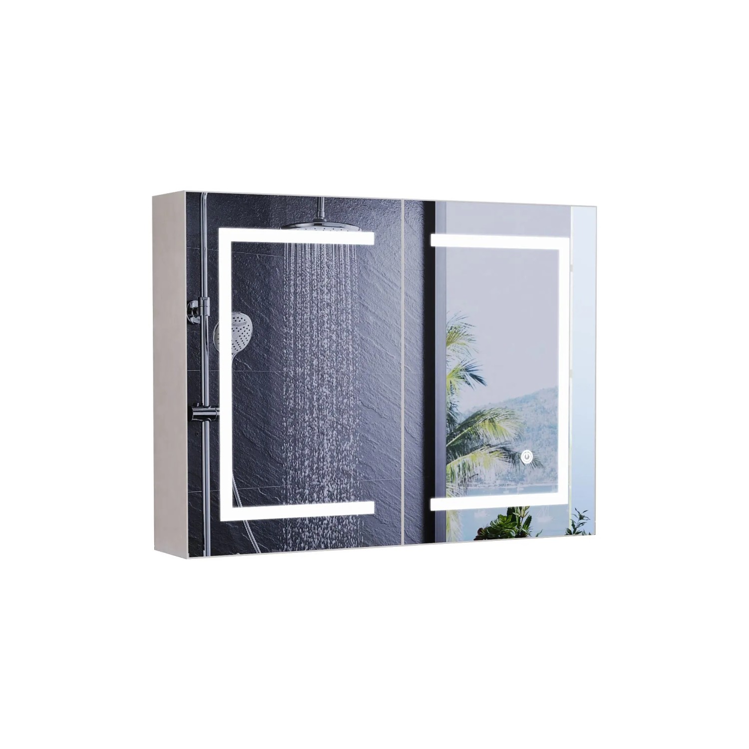 PXloue Spiegelschrank Bad mit 3 Einstellbare Lichtfarbe Badschrank mit Spiegel Hängeschrank