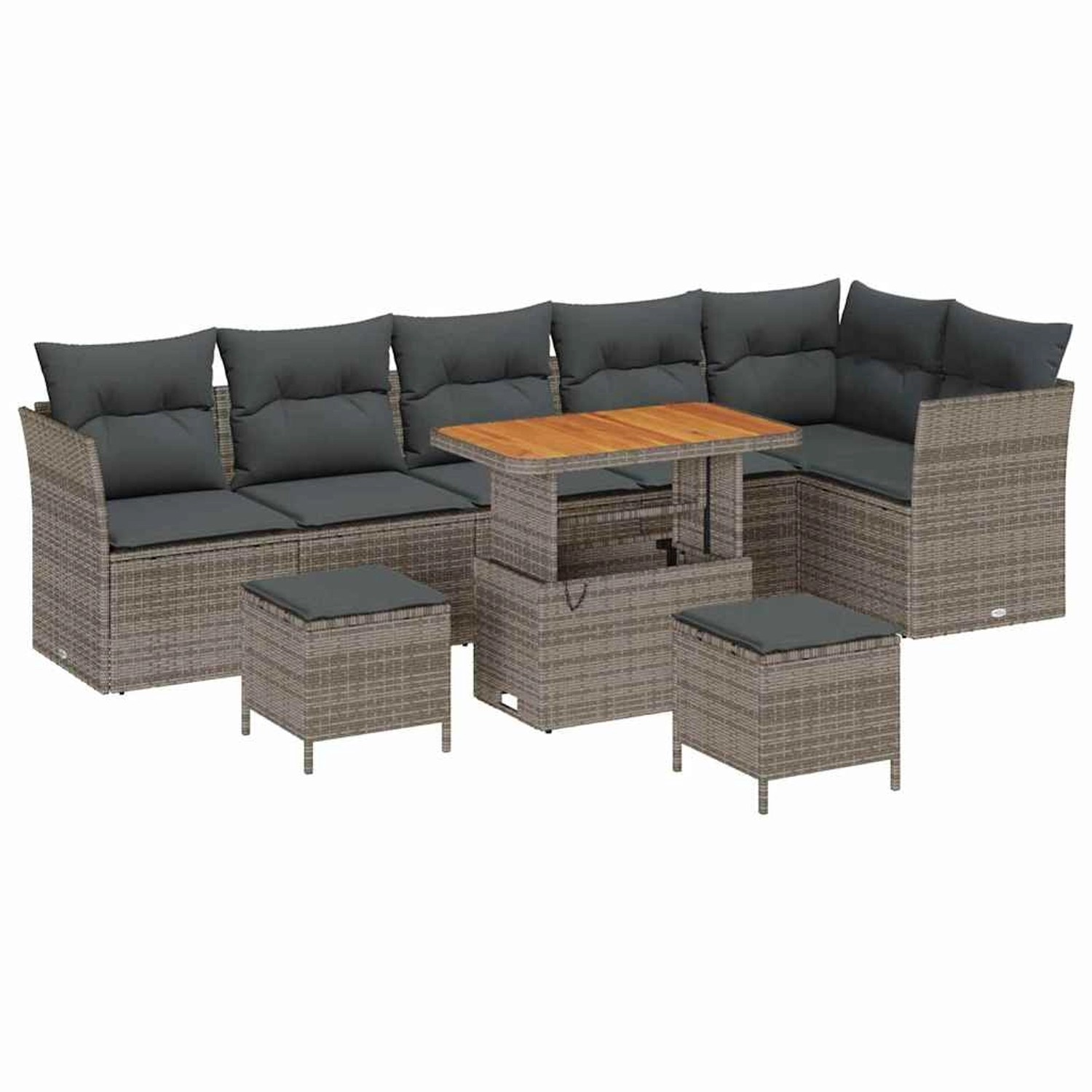 vidaXL Garten-Sofa-Set 9-Tlg Grau Poly Rattan 3361508 günstig online kaufen