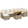 8-tlg. Garten-Sofagarnitur Beige Poly Rattan mit Tisch und Kissen für Terrasse & Garten.