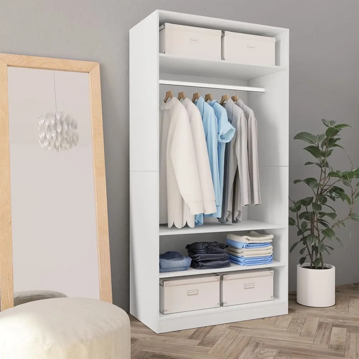 vidaXL Kleiderschrank Weiß 100 x 50 x 200 cm Holzwerkstoff kaufen bei OBI