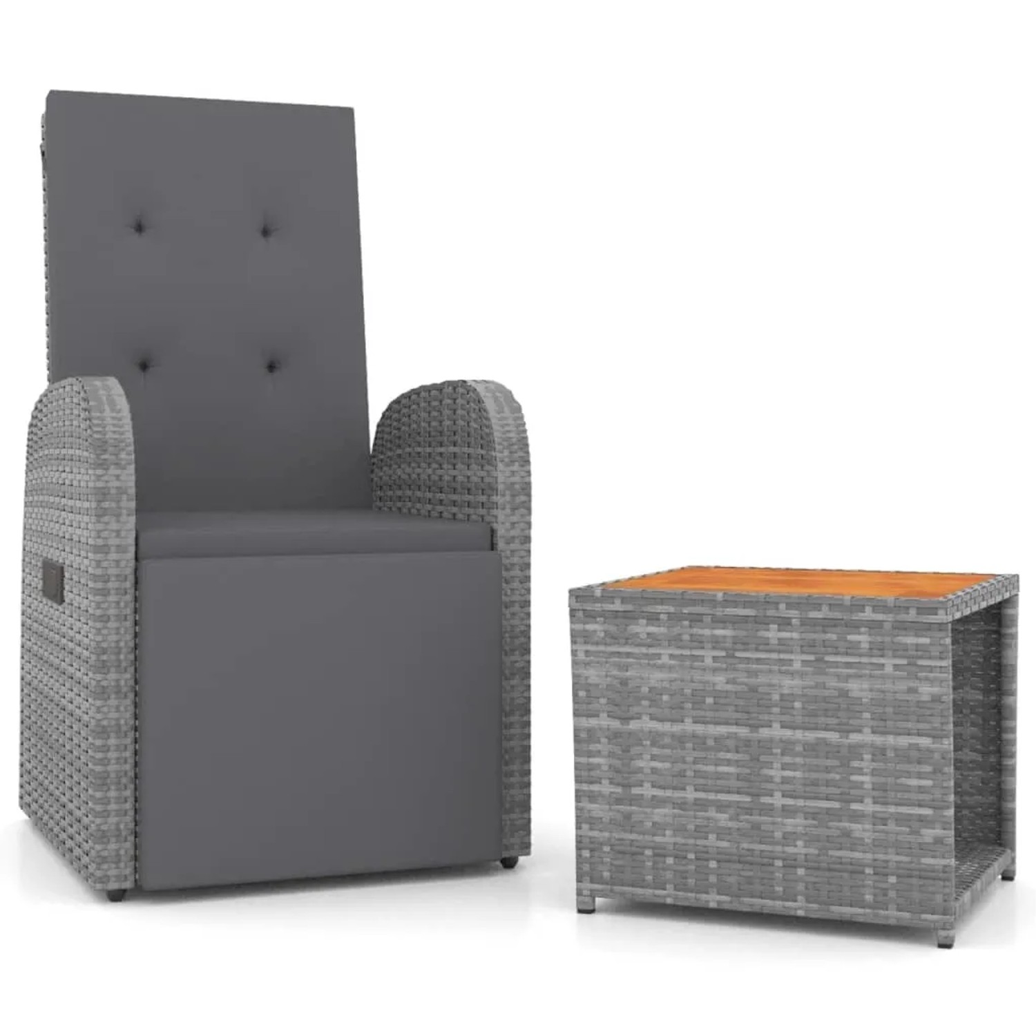 vidaXL 2-Tlg Garten-Lounge-Set Grau Poly Rattan Massivholz Akazie 3157657