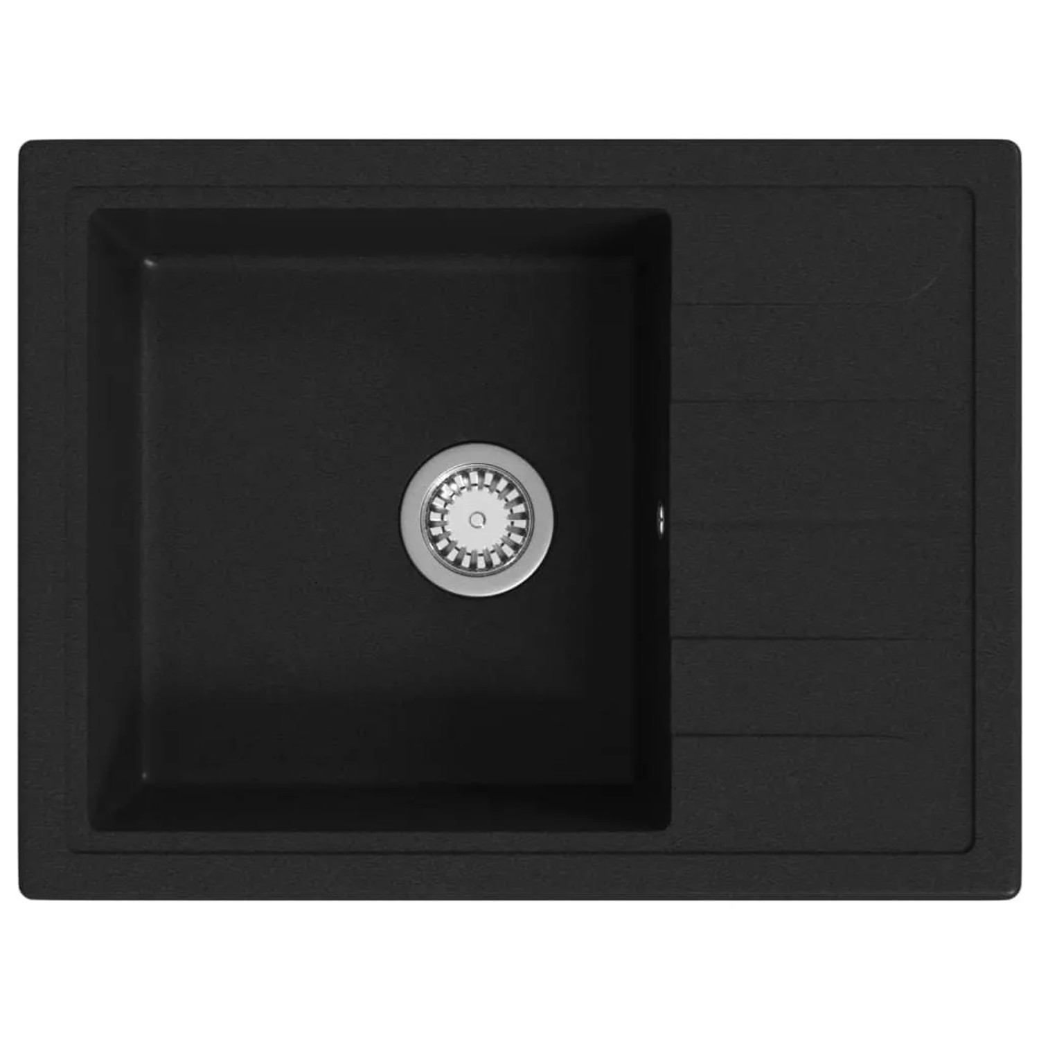 vidaXL Küchenspüle mit Überlauf Oval Schwarz Granit 147101