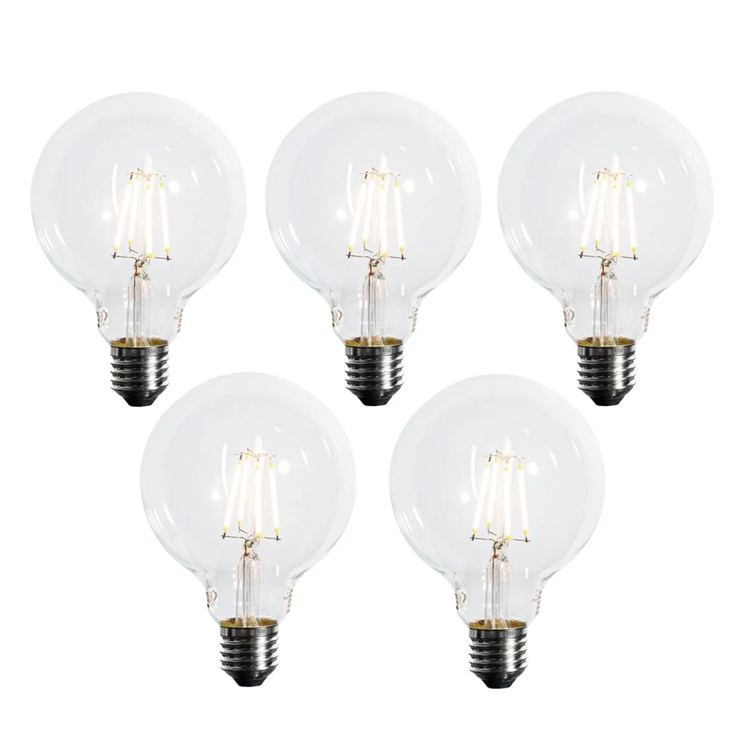LUEDD 5er Set E27 Dimmbare LED Leuchtmittel G95 5W 450lm 2700K