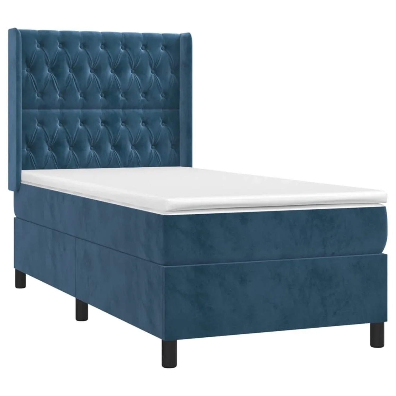 vidaXL Boxspringbett mit Matratze & LED Dunkelblau 90x190 cm Samt 3139719