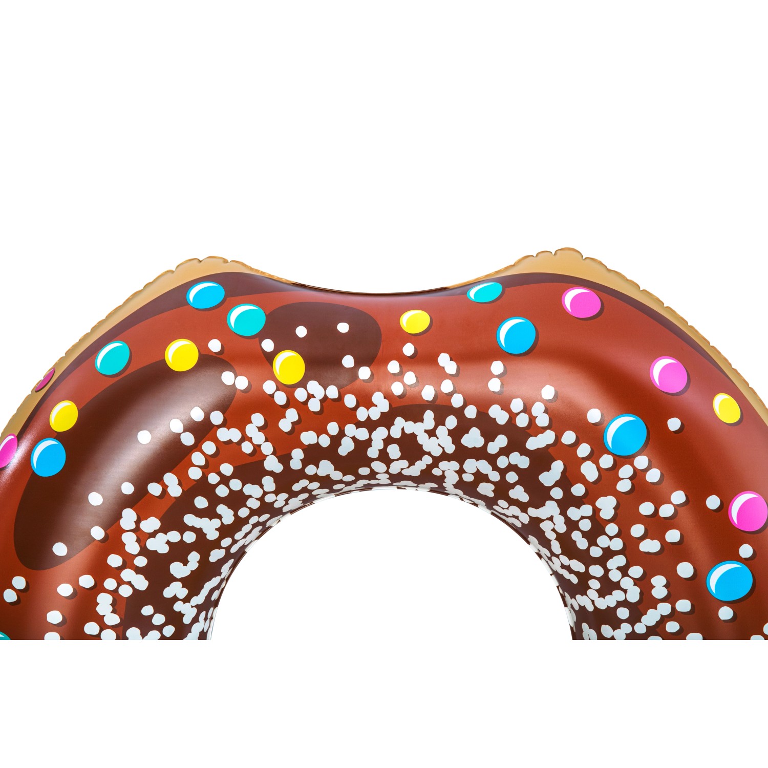 Bestway Schwimmring Donut, Ø 107cm, ab 12 Jahren, Schoko-Design mit Streuseln und bunten Punkten.