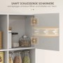 Detailaufnahme: Weißer HOMCOM Küchenschrank Hochschrank mit sanft schließenden Scharnieren.