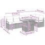 vidaXL Gartensofa-Set, 7-teilig, schwarz, Poly Rattan, mit Maßen. Ideal für den Garten.