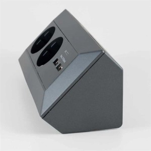 ChiliTec 2-fach Steckdosenblock mit 2 USB-A Anschlüssen in Anthrazit für die Aufbaumontage.