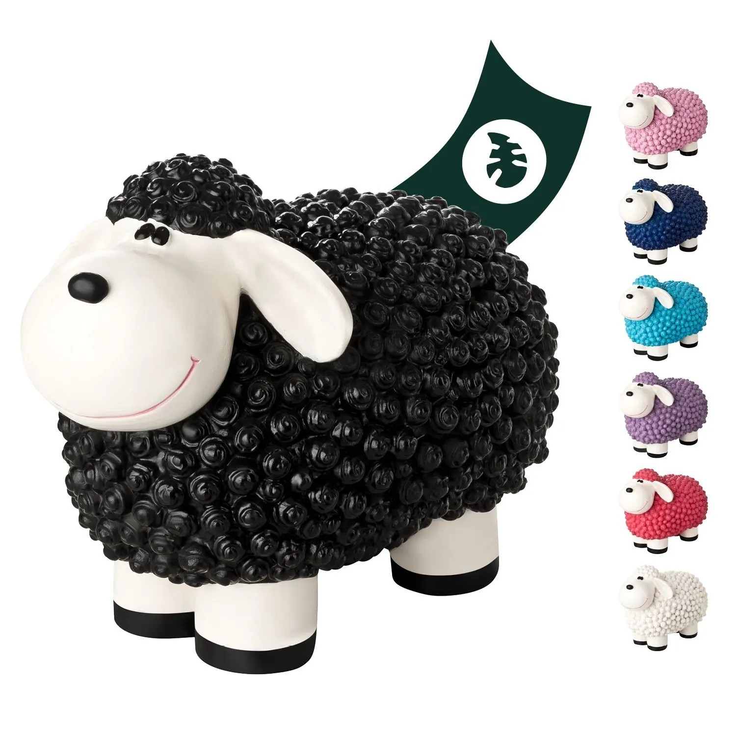 VERDOBA Bunte Mini Schafe Gartenfiguren Schwarz