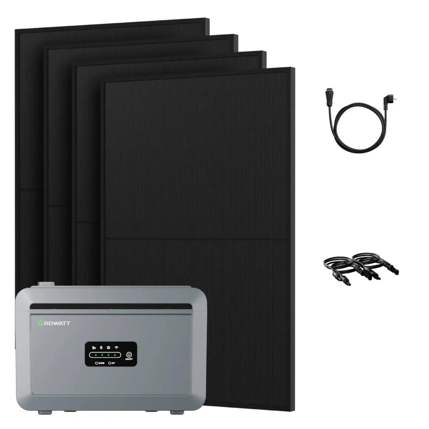 Growatt Balkonkraftwerk Set NEXA 2000 Speicher 2048 Wh mit 1800 W Bifazial Glas-Glas Full-Black