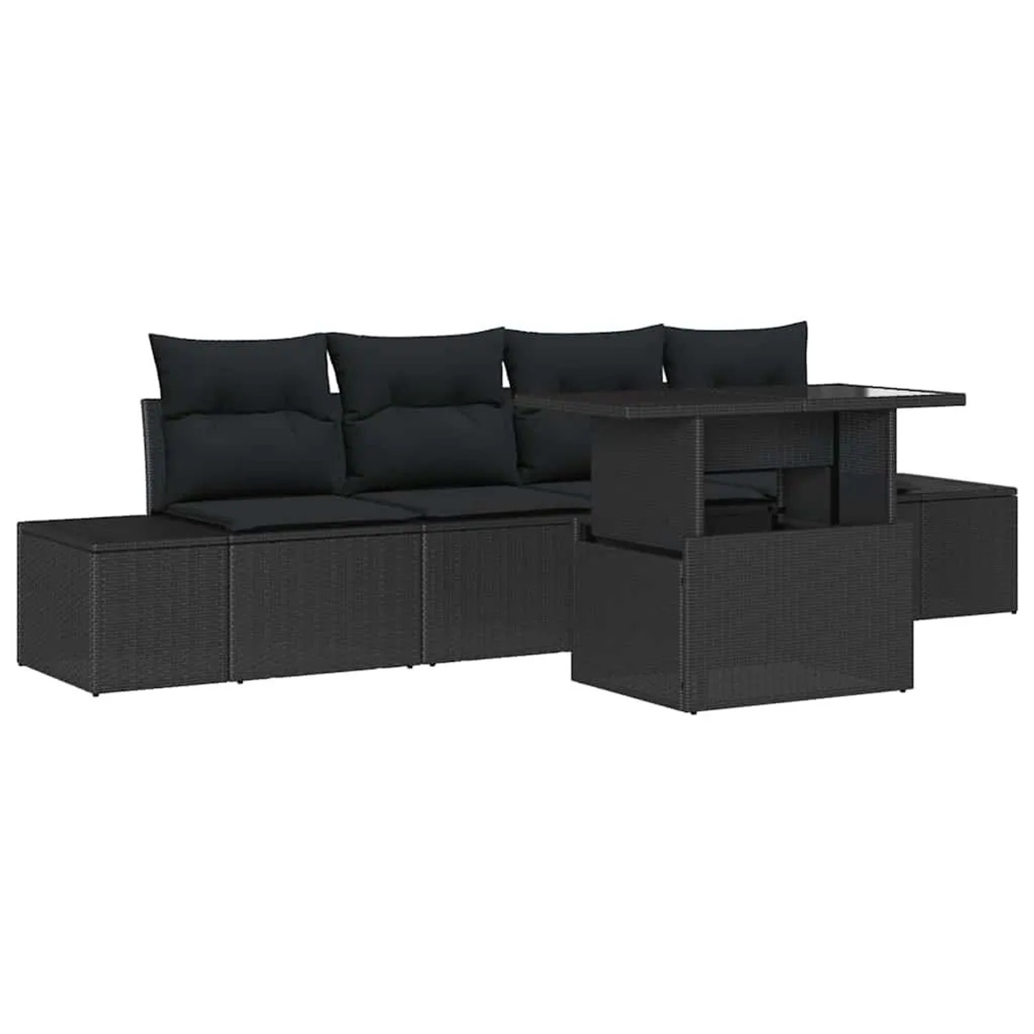 vidaXL Sofa Set mit Kissen 5-Tlg Schwarz Poly-Rattan 3349089 günstig online kaufen