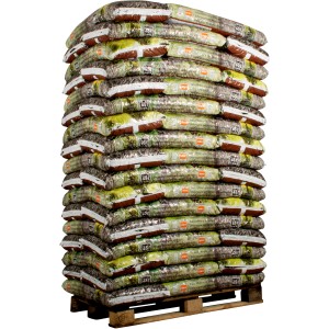 Palette OBI Gartendekor Grau-Anthrazit, 51 Säcke Deko-Mulch à 45 l, zur Beetabdeckung.